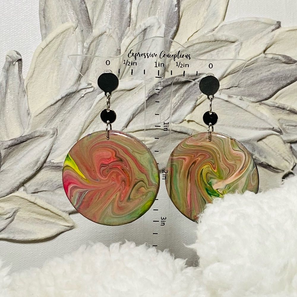 NWOT wood and resin earrings with stainless steel accents.